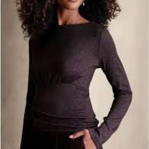Banana Republic Purple Shimmer Long Sleeve Blouse